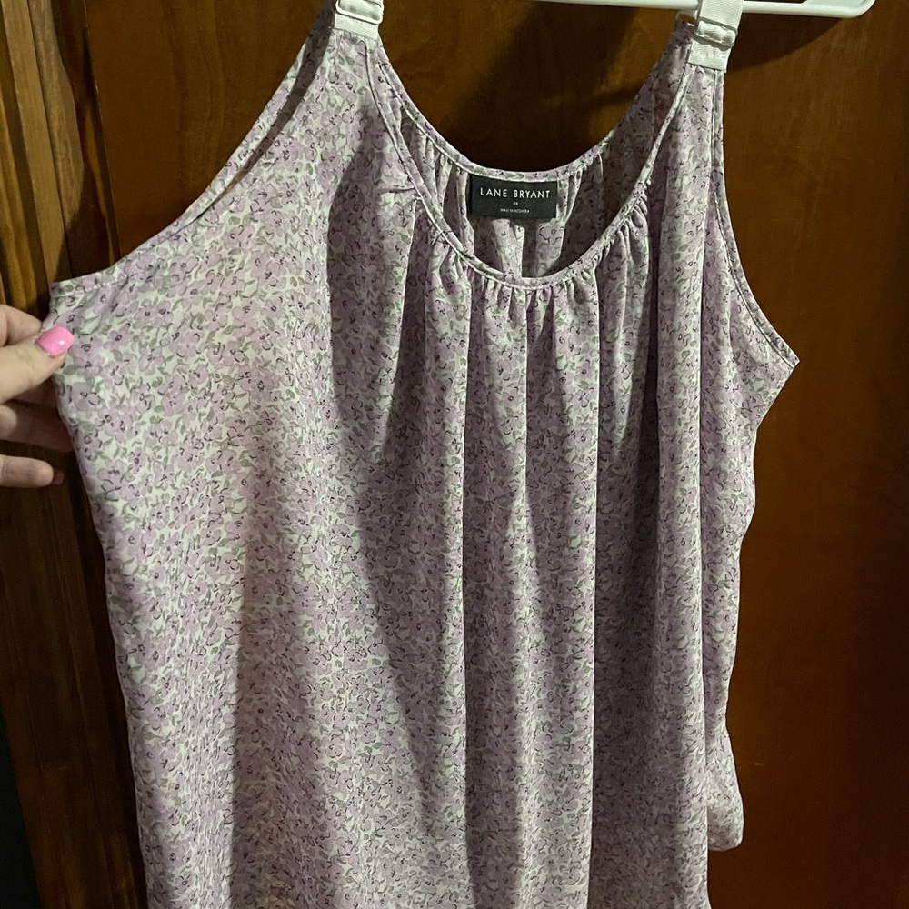 Lane Bryant Swing Floral Purple Sleeveless Tank